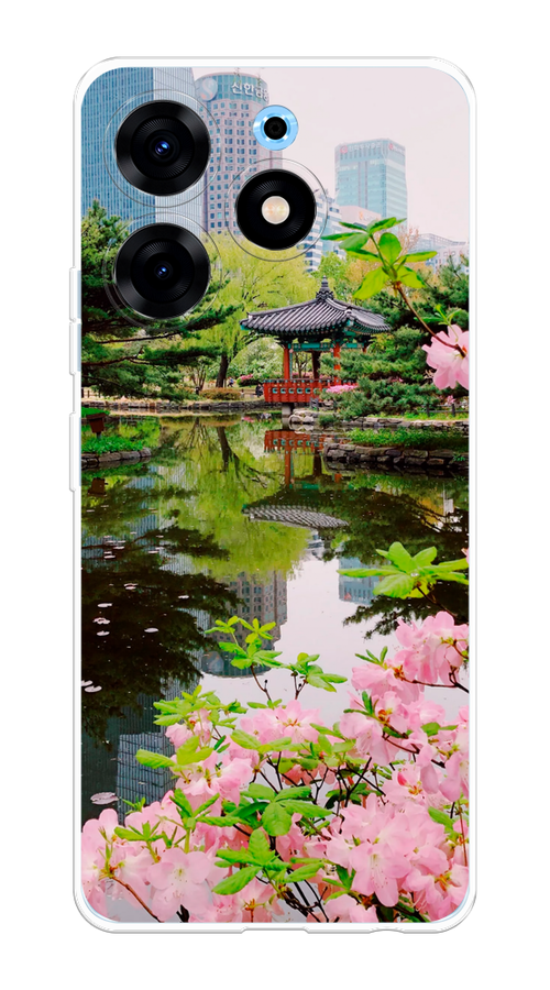 

Чехол на Tecno Spark 10 Pro "Сакура возле озера", Зеленый;розовый;голубой, 303750-2