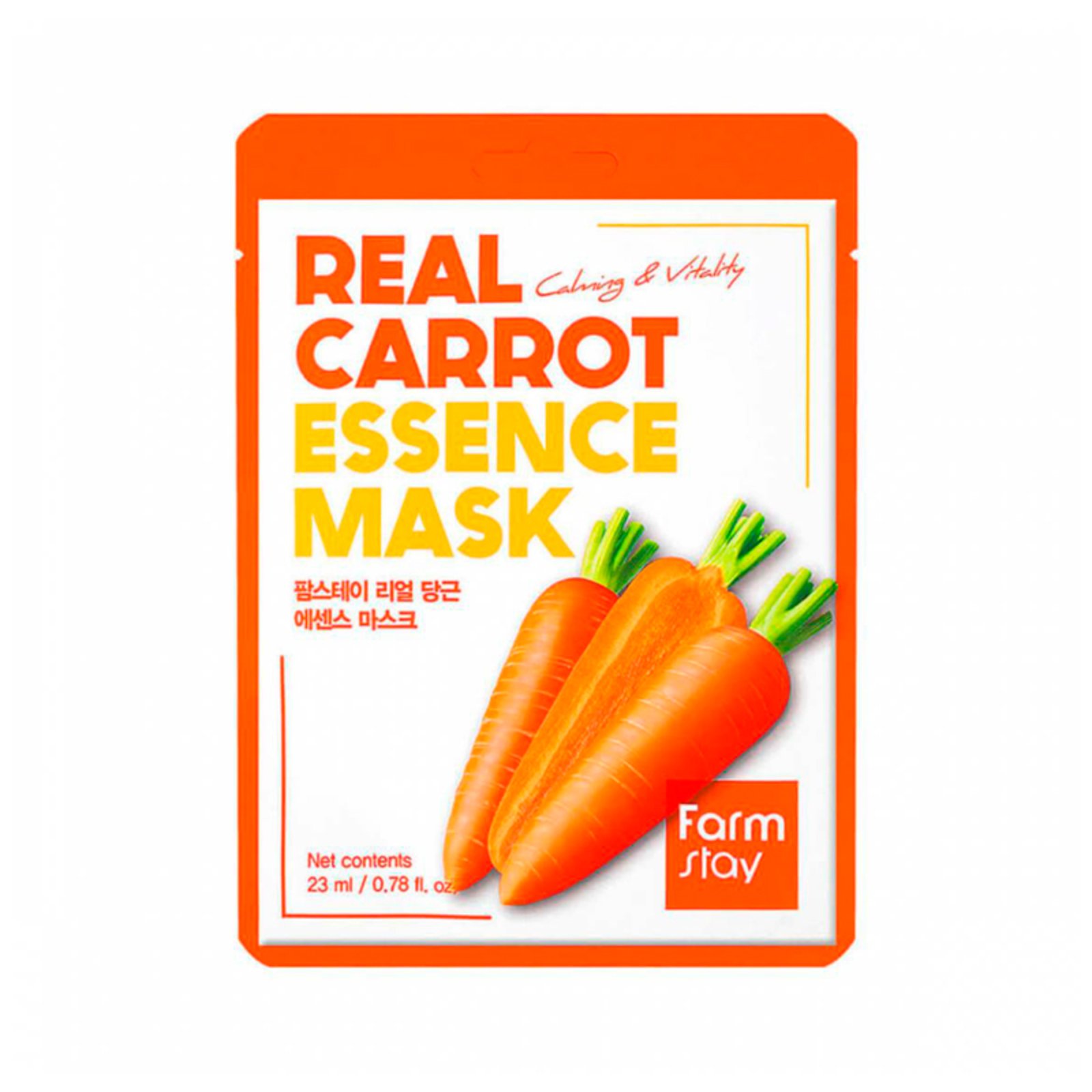 Маска для лица FarmStay успокаивающая, с экстрактом моркови, тканевая, 23 мл missha маска sos тканевая talks vegan успокаивающая кожу с экстрактами моркови и кольраби