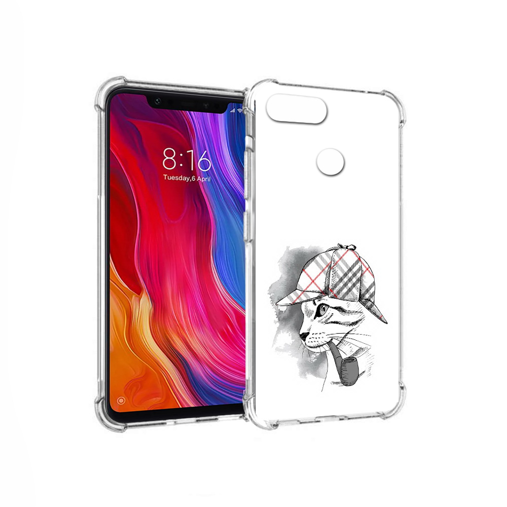 

Чехол MyPads Tocco для Xiaomi Mi 8 Lite кошка с трубкой (PT119514.309.405), Прозрачный, Tocco