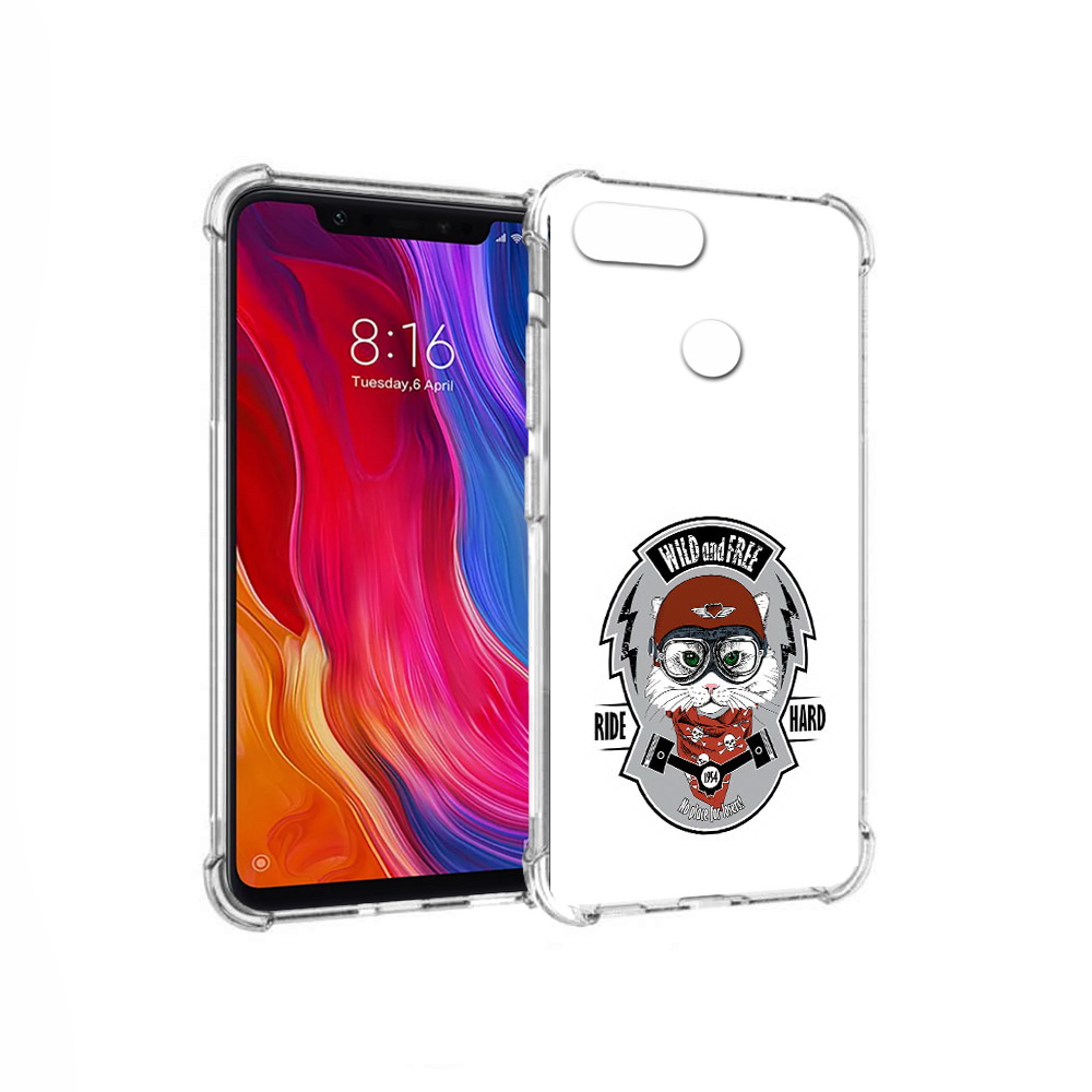 

Чехол MyPads Tocco для Xiaomi Mi 8 Lite кошка в шлеме (PT119514.309.404), Прозрачный, Tocco