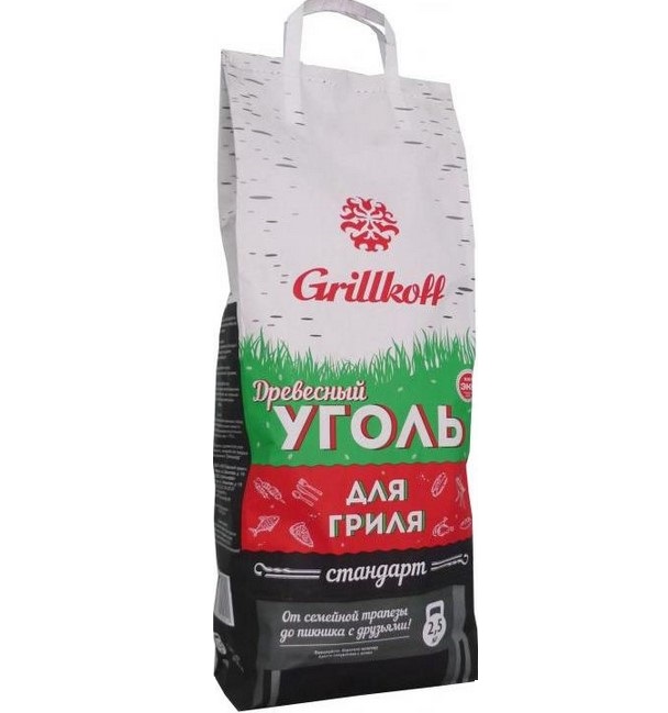 

Уголь древесный Грилькофф Стандарт 2,5 кг, Черный, Стандарт
