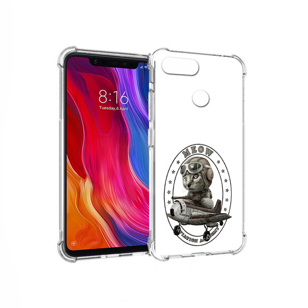

Чехол MyPads Tocco для Xiaomi Mi 8 Lite кот в самолете (PT119514.309.395), Прозрачный, Tocco