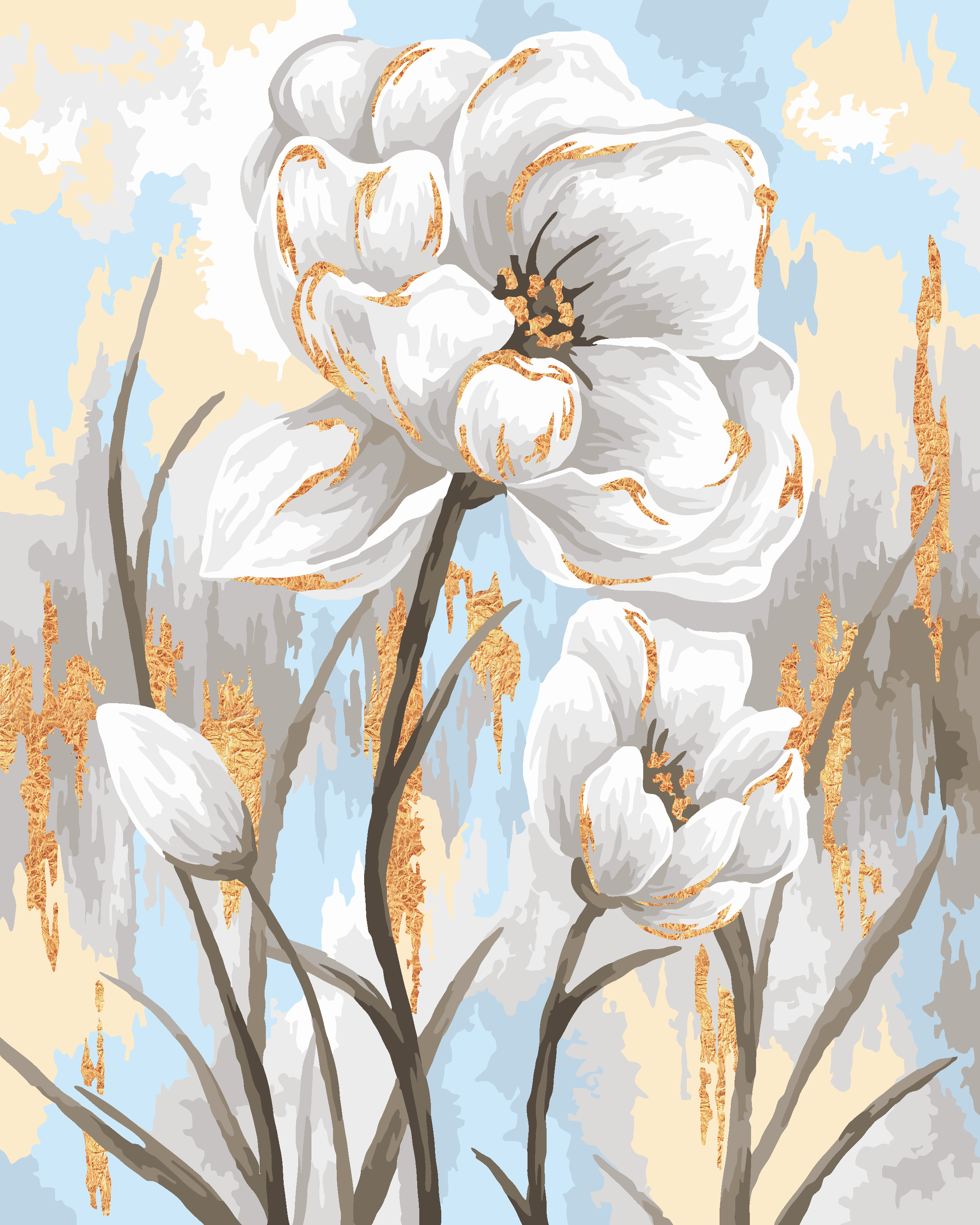 Картина по номерам с поталью Delart 40х50 см Белые цветы