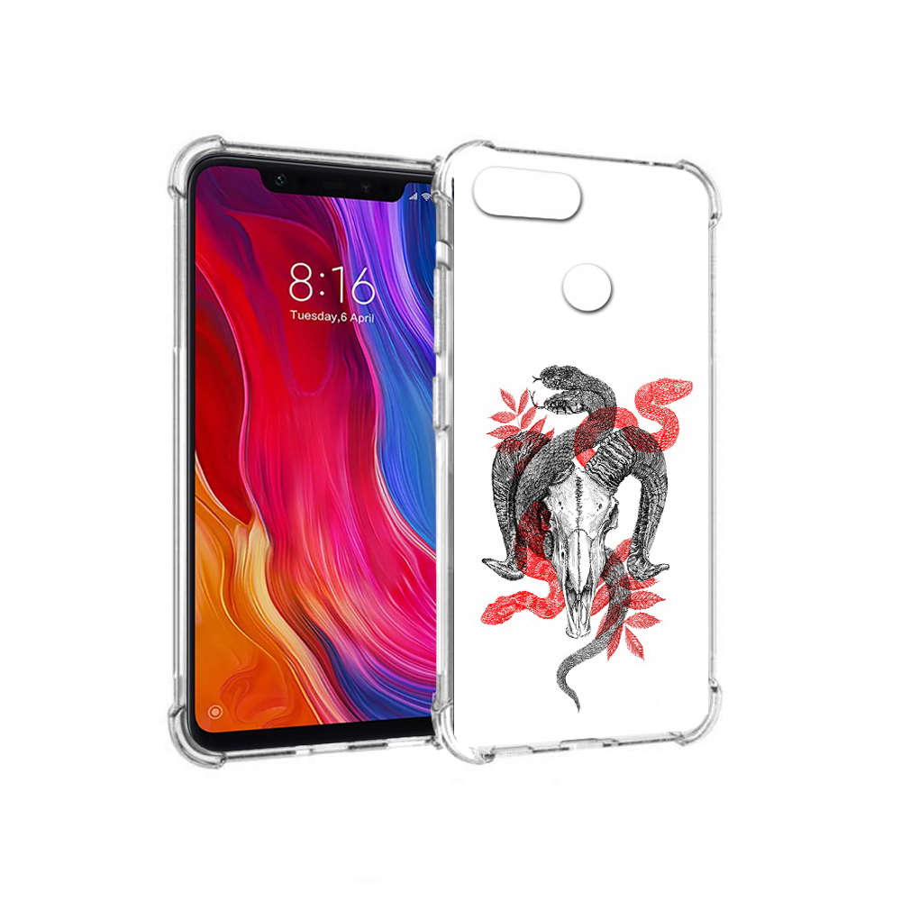 

Чехол MyPads Tocco для Xiaomi Mi 8 Lite змея в черепе рисунок (PT119514.309.365), Прозрачный, Tocco