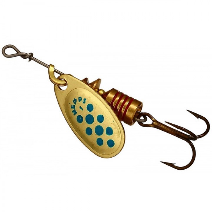 

Блесна вращающаяся Mepps Comet PTS 1 Gold/Blue dots, Голубой;золотистый