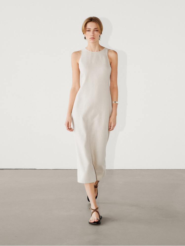 

платье женское Massimo Dutti 6696/100-I2024 бежевое XL, Бежевый, 6696/100-I2024