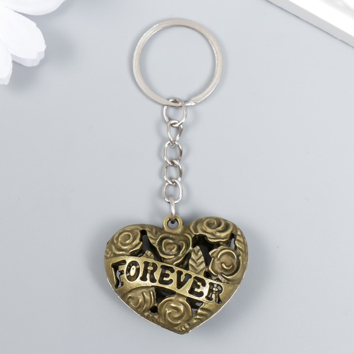 

Брелок унисекс NoBrand Сердце с розами - Forever, золотистый, Сердце с розами - Forever