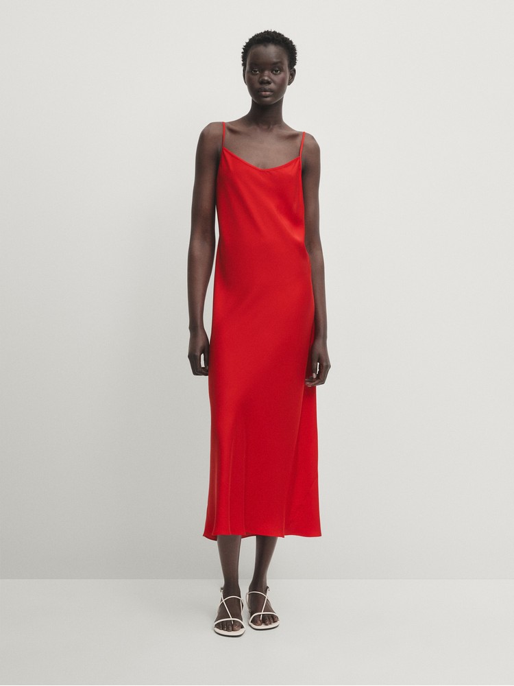 

платье женское Massimo Dutti 6677/676-I2024 красное XL, Красный, 6677/676-I2024