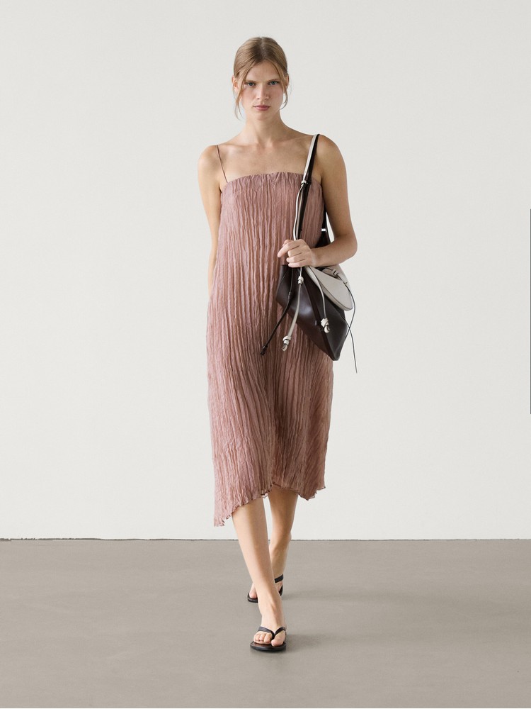 

платье женское Massimo Dutti 6677/177-I2024 розовое M, Розовый, 6677/177-I2024
