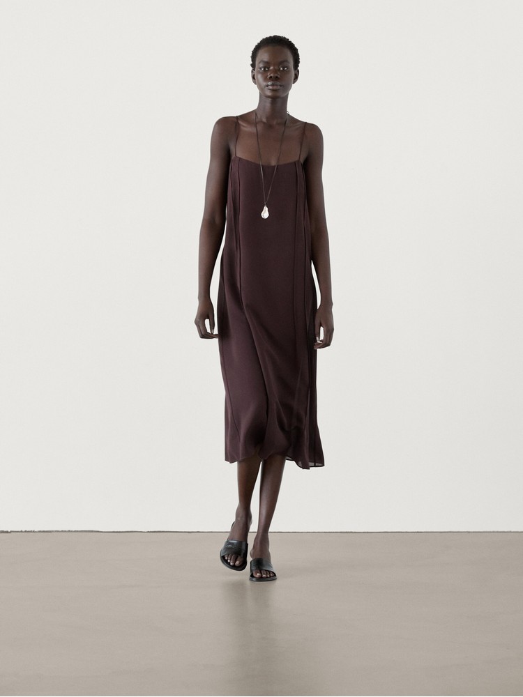 

платье женское Massimo Dutti 6663/663-I2024 бордовое 38, Бордовый, 6663/663-I2024