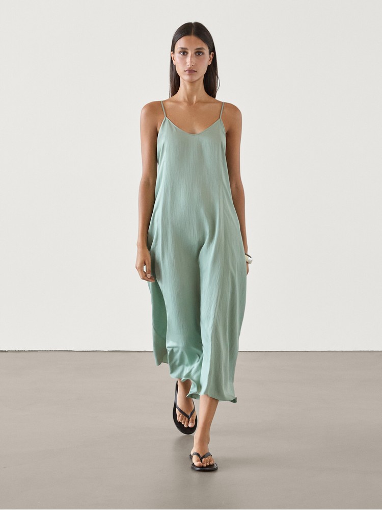 

платье женское Massimo Dutti 6661/661-I2024 зеленое XL, Зеленый, 6661/661-I2024
