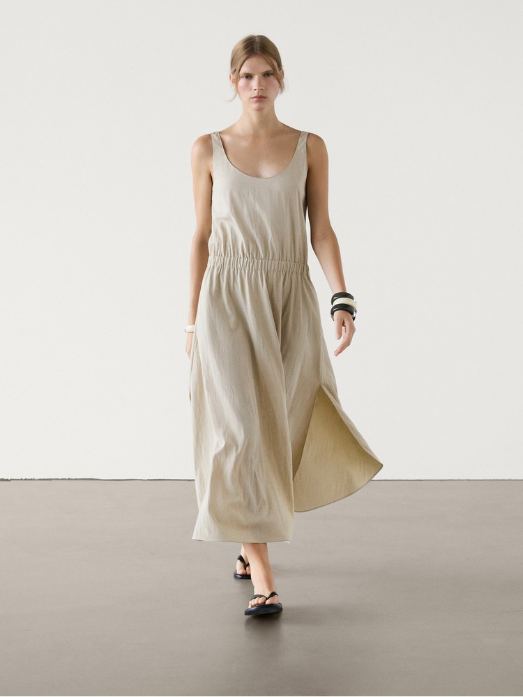 

платье женское Massimo Dutti 6658/658-I2024 бежевое XL, Бежевый, 6658/658-I2024