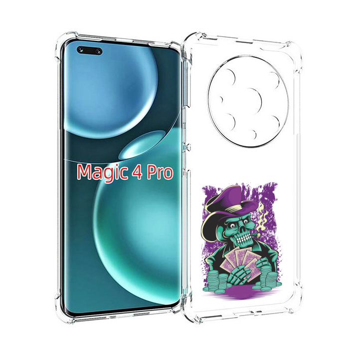 

Чехол MyPads зеленый череп с картами для Honor Magic4 Pro, Прозрачный, Tocco