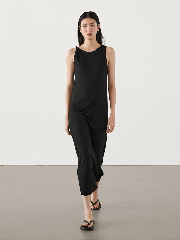 

платье женское Massimo Dutti 6621/114-I2024 черное S, Черный, 6621/114-I2024