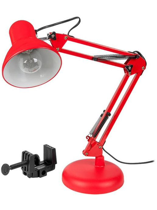 фото Настольная лампа general красная подставка + струбцина в комплекте
