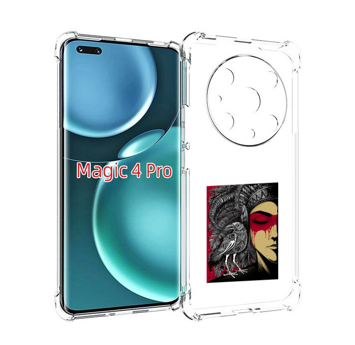 

Чехол MyPads девушка с вороном в абстракции для Honor Magic4 Pro, Прозрачный, Tocco