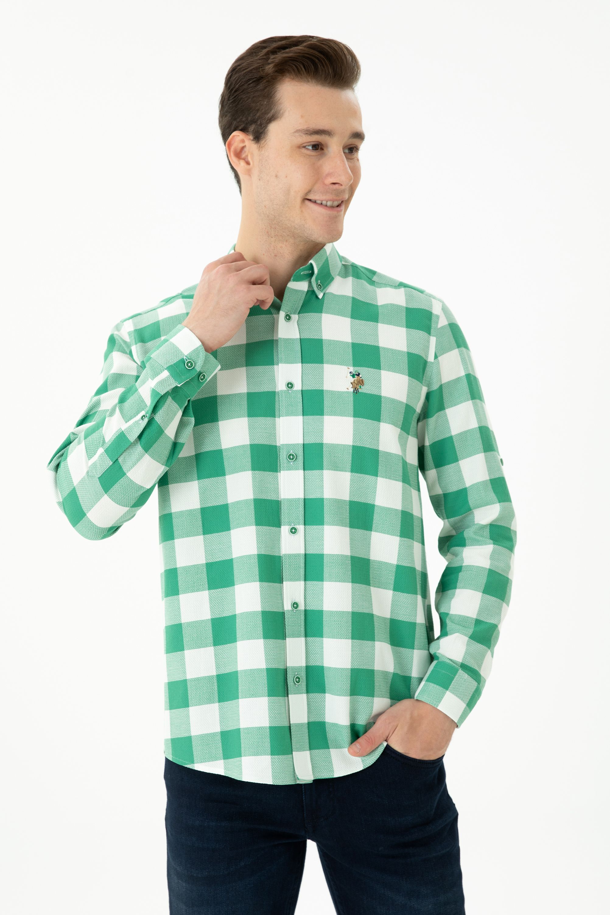 

Рубашка мужская US Polo Assn G081SZ0040AVRELO зеленая L, Зеленый, G081SZ0040AVRELO