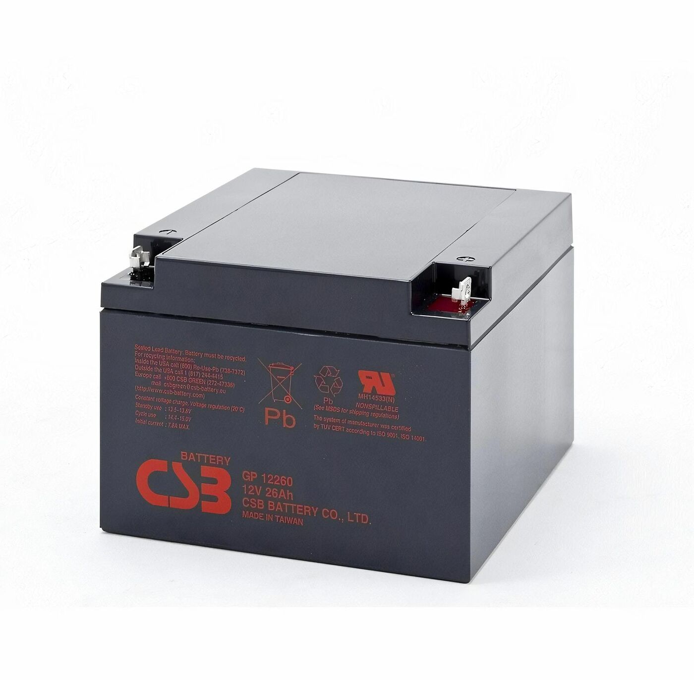 Свинцово-кислотный аккумулятор CSB GP 12260 12V 26AH 239 свинцово кислотный аккумулятор csb gp 1272 f2 12v 7 2ah 8604
