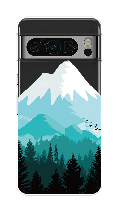 

Чехол на Google Pixel 8 Pro "Синяя снежная гора", Белый;голубой;бирюзовый, 271650-2