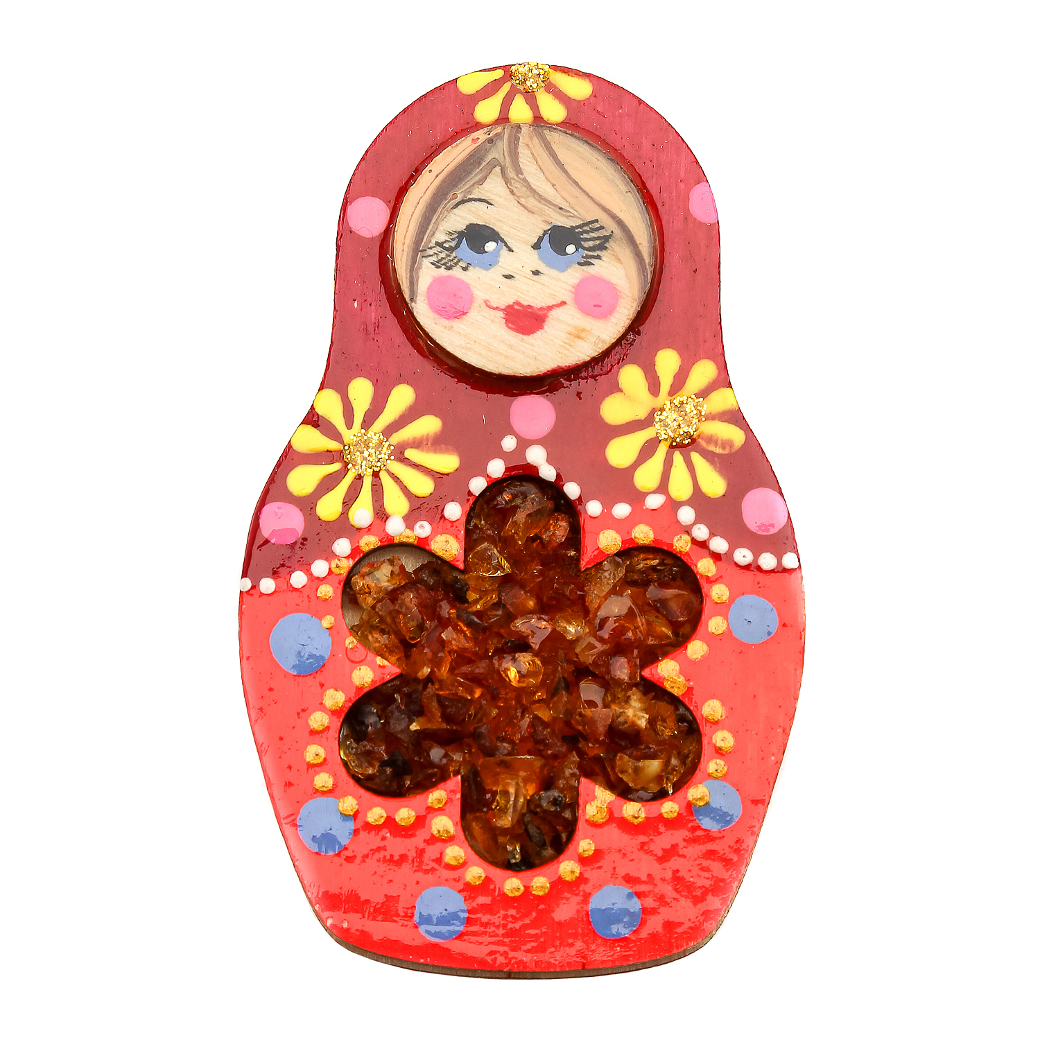 

Магнит с янтарной вставкой "Матрешка"