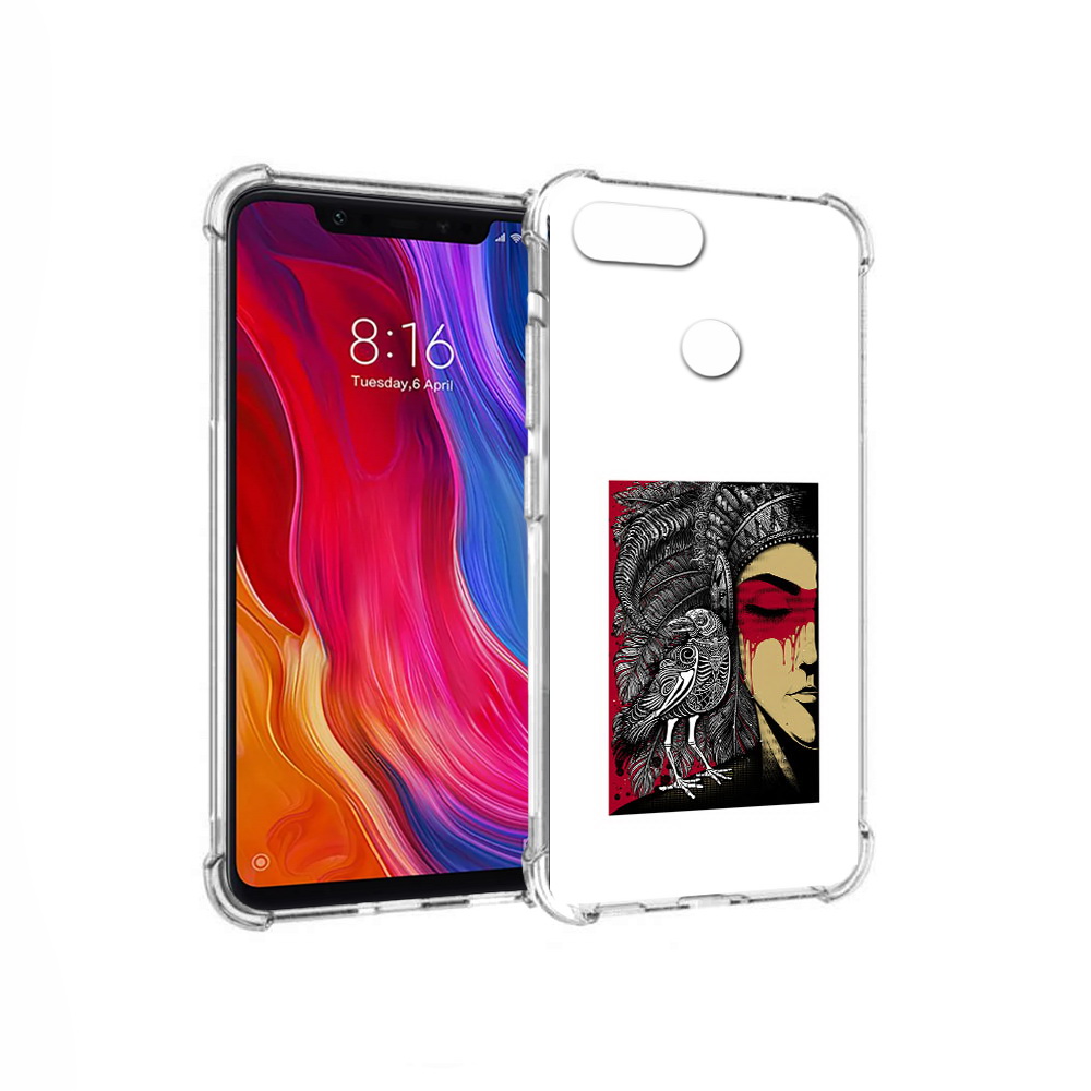 

Чехол MyPads Tocco для Xiaomi Mi 8 Lite девушка с вороном в абстракции (PT119514.309.311), Прозрачный, Tocco