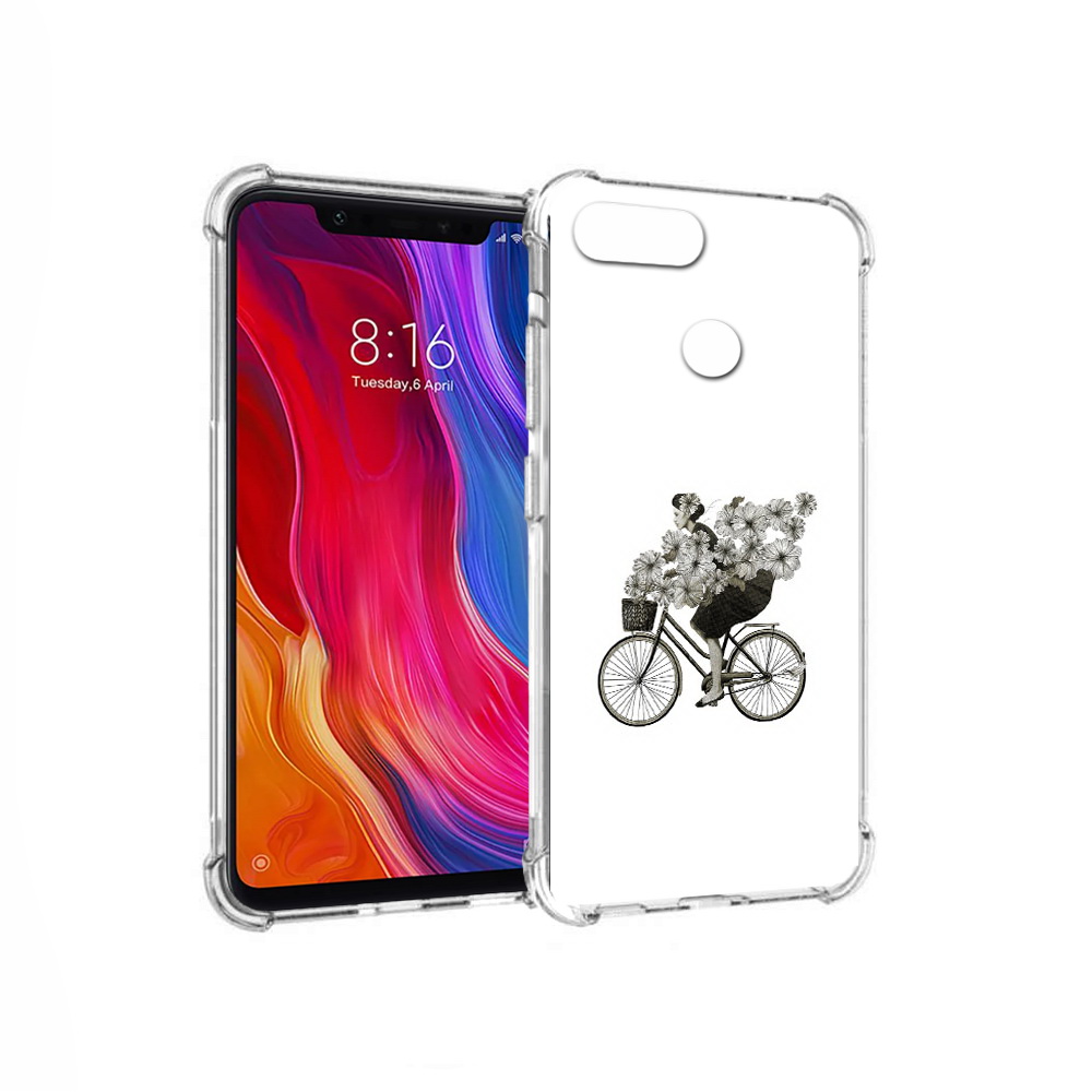 Чехол MyPads Tocco для Xiaomi Mi 8 Lite девушка на велосипеде с цветами (PT119514.309.307)