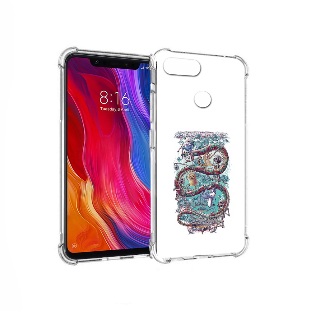 

Чехол MyPads Tocco для Xiaomi Mi 8 Lite время приключений страшилка (PT119514.309.280), Прозрачный, Tocco