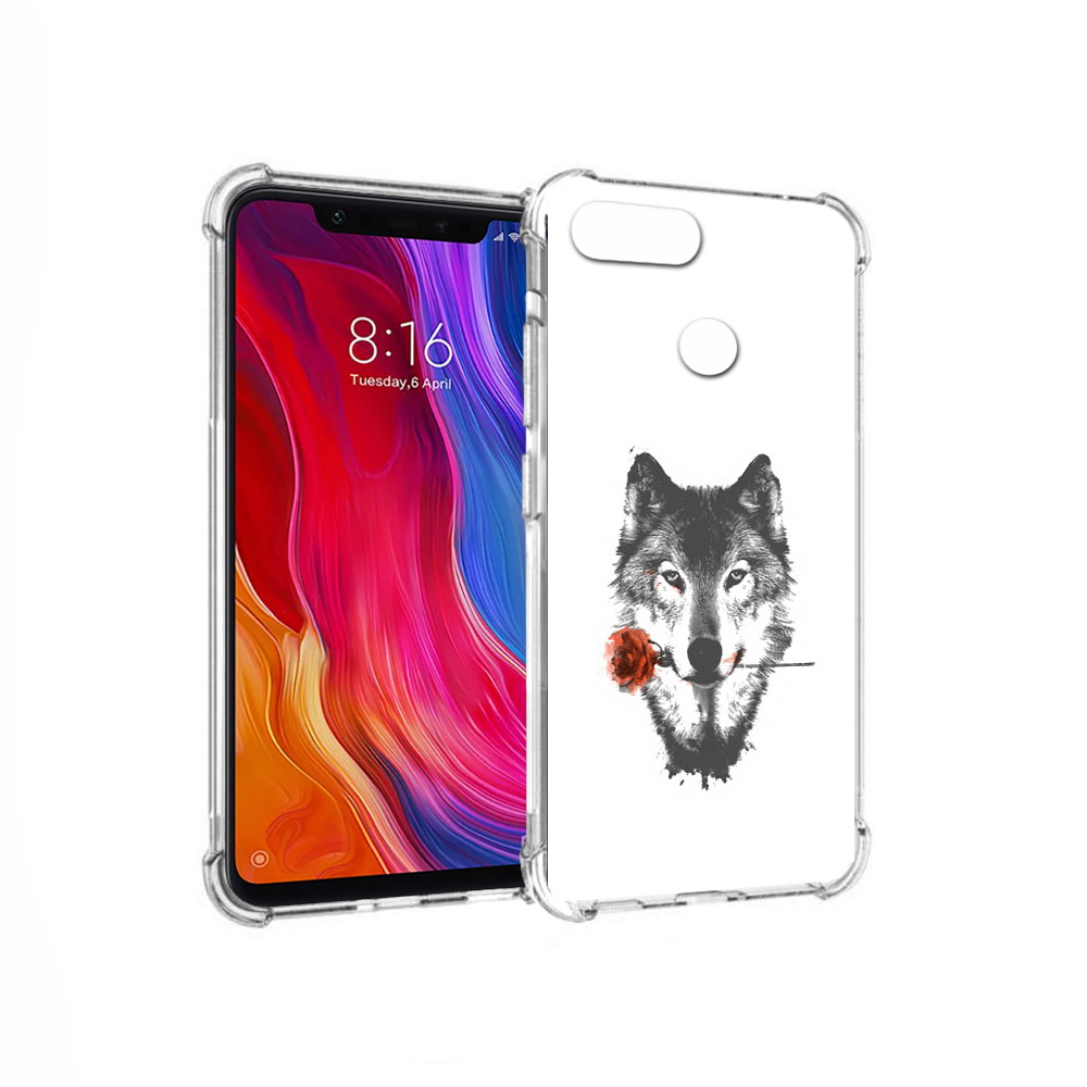 

Чехол MyPads Tocco для Xiaomi Mi 8 Lite волк с розой (PT119514.309.270), Прозрачный, Tocco