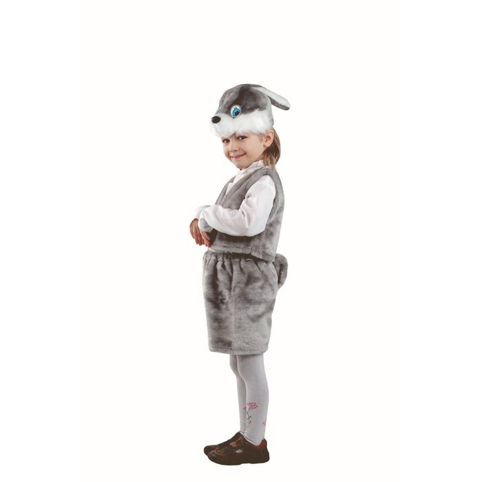 Карнавальный костюм Батик Серый заяц, мех, р. 28, рост 110 см.