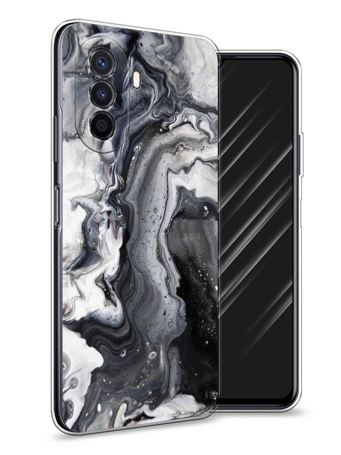 

Чехол Awog на Huawei Nova Y70 "Бело-черные сложные полосы", Разноцветный, 6109150-3