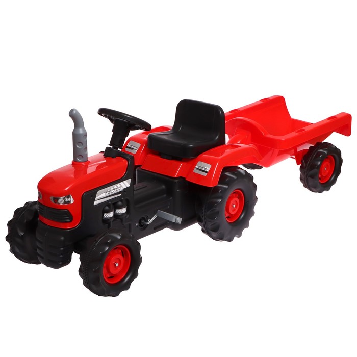фото Веломобиль dolu трактор, с прицепом, красный, 9316876