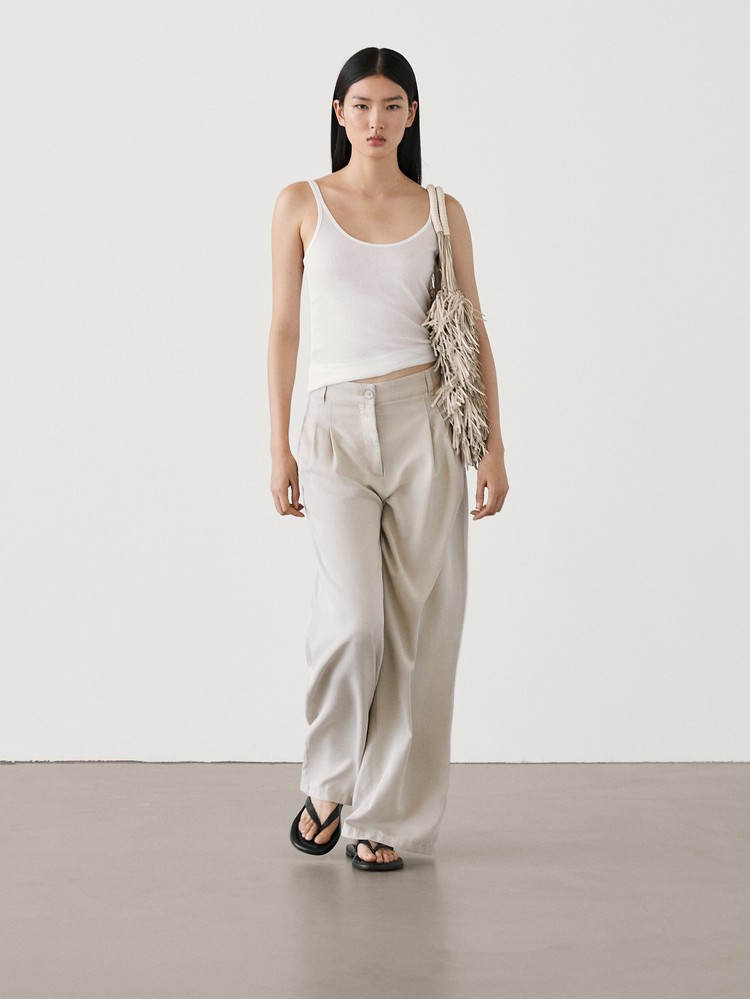 

брюки женские Massimo Dutti 5076/743-I2024 бежевые 44, Бежевый, 5076/743-I2024