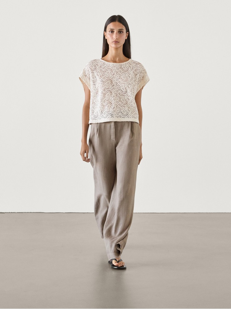 

брюки женские Massimo Dutti 5071/970-I2024 бежевые 38, Бежевый, 5071/970-I2024