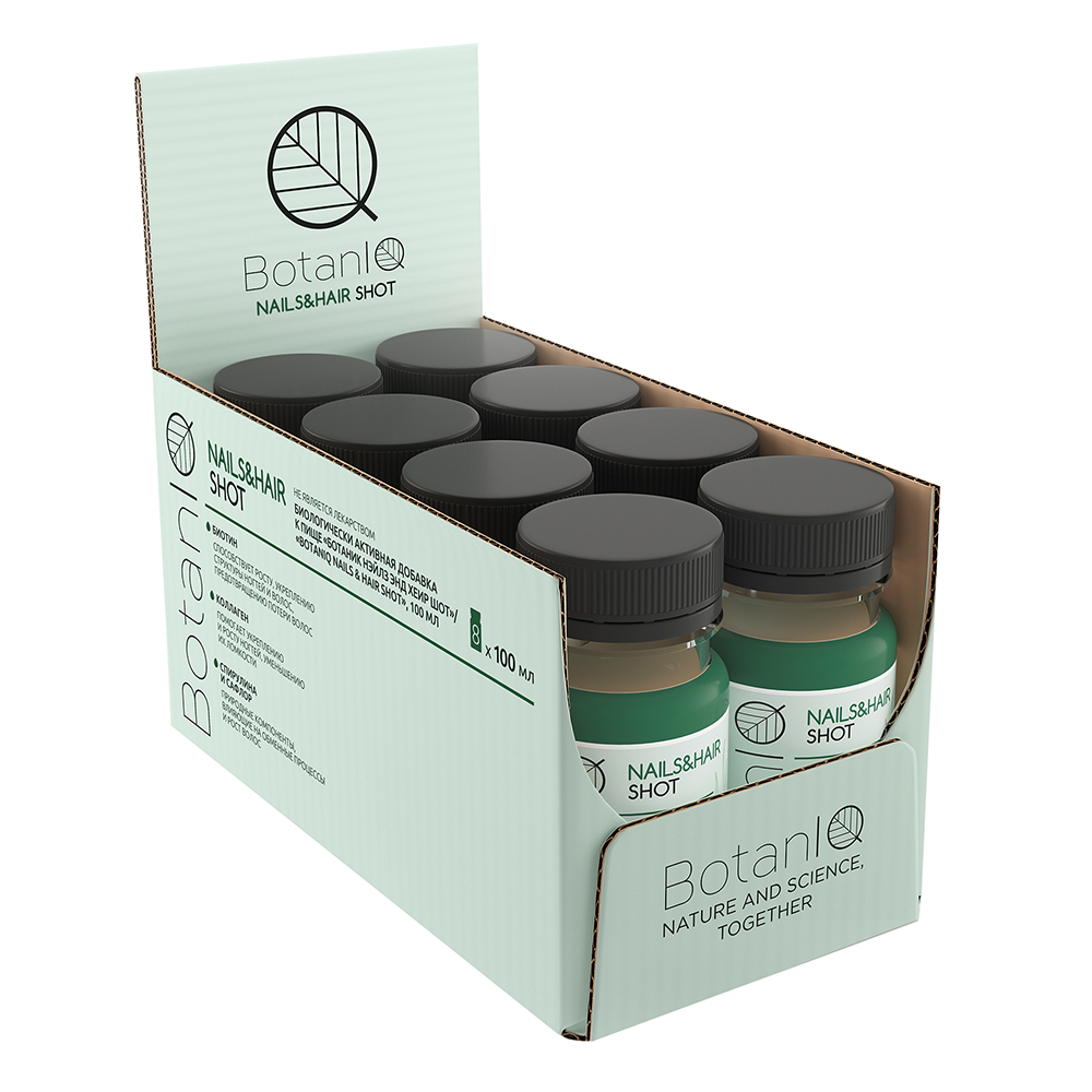 

BotanIQ Nails&Hair Shot напиток флаконы 100 мл 8 шт.