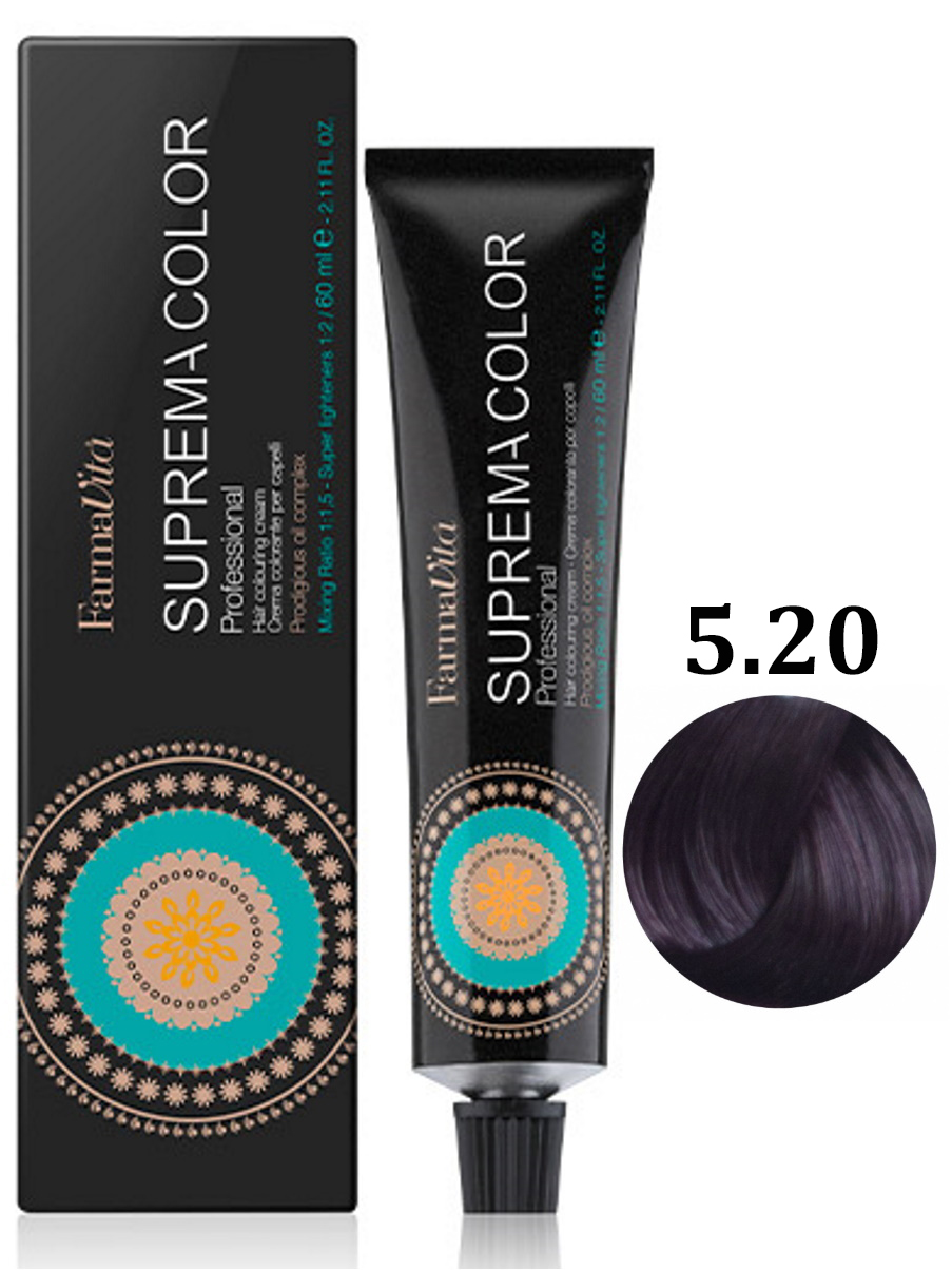 Крем-краска FarmaVita SUPREMA COLOR для  волос 5.12 пепельный ирис 60 мл краска для волос farmavita suprema 1 1 сине
