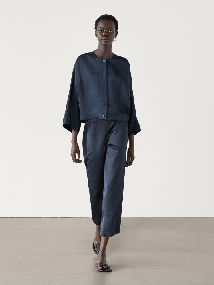 

брюки женские Massimo Dutti 5015/856-I2024 синие 38, Синий, 5015/856-I2024