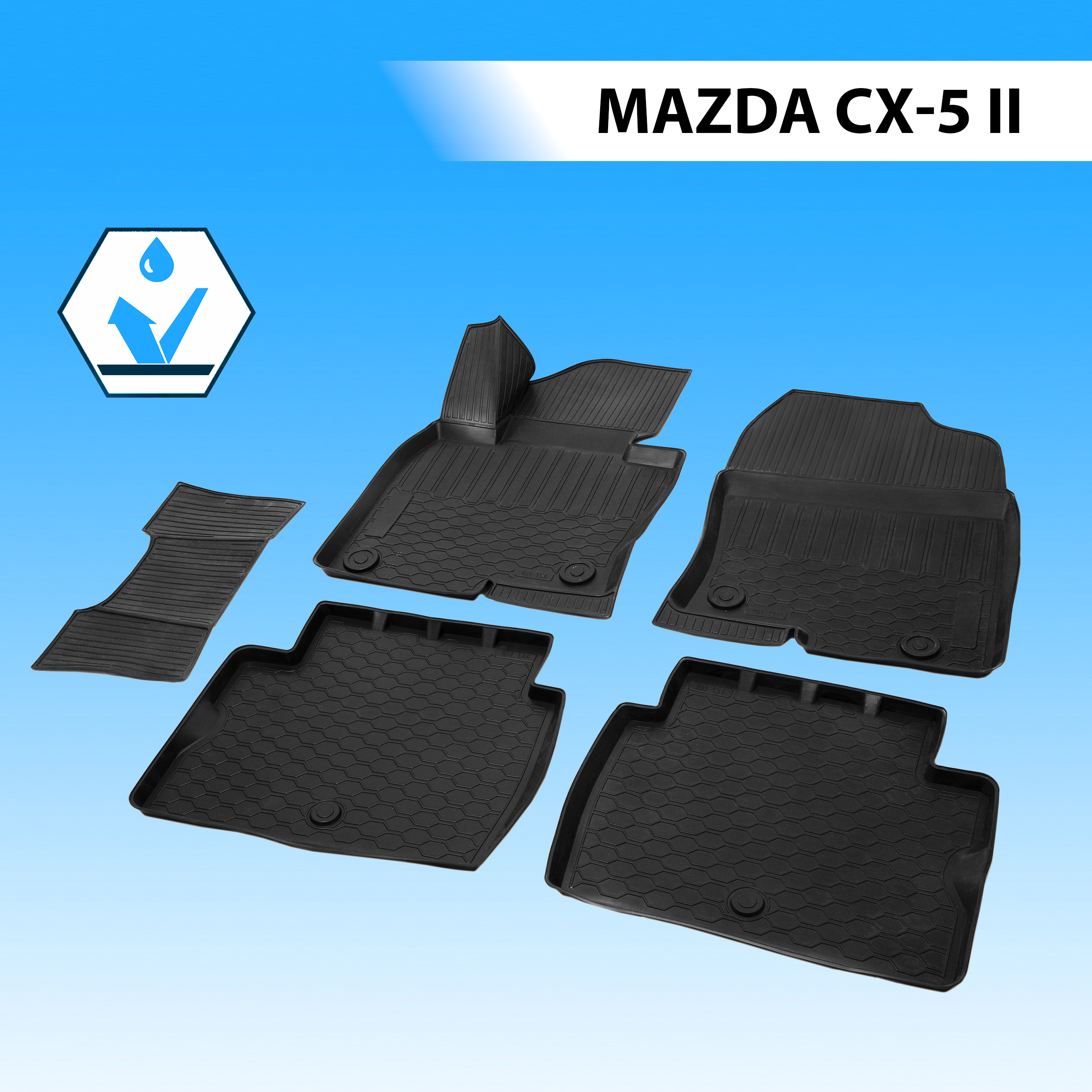 

Коврики в салон RIVAL для Mazda CX-5 II 2017-н.в., полиуретан с крепежом, 5 шт., 13803004, комплект ковриков в салон автомобиля для Mazda CX-5 2017-