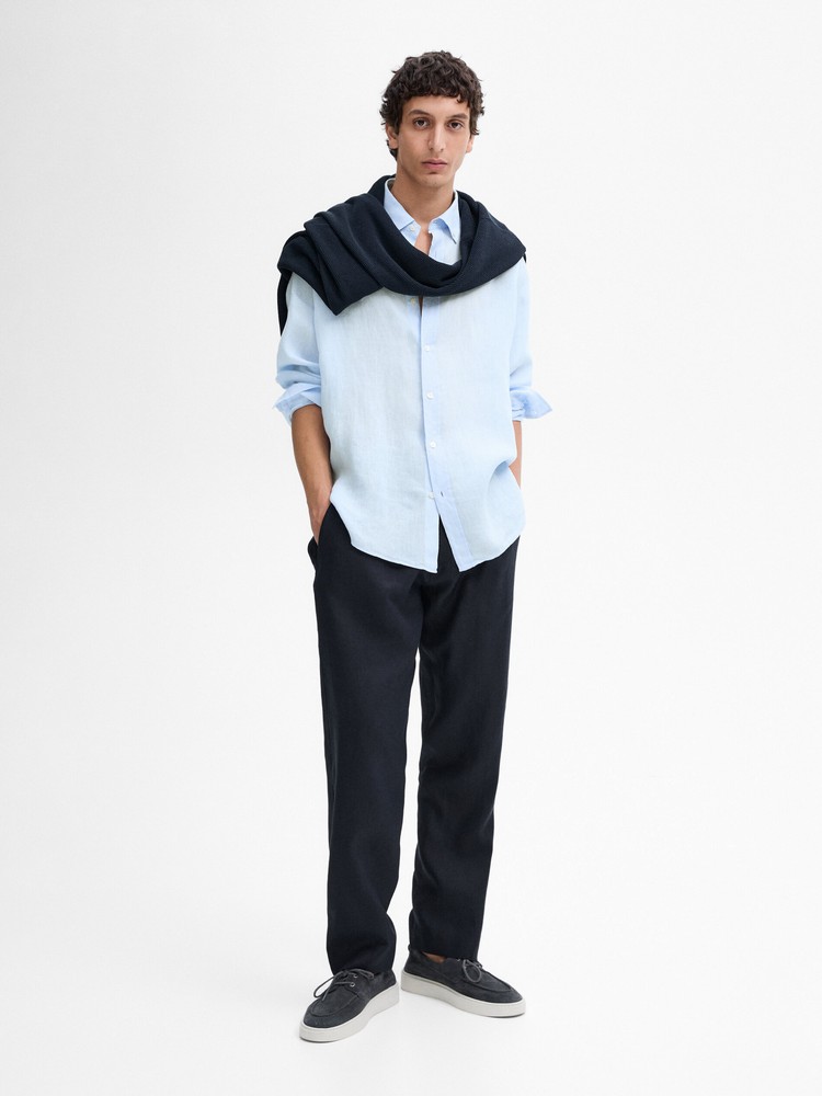 

рубашка мужская Massimo Dutti 0195/448-I2024 голубая S, Голубой, 0195/448-I2024