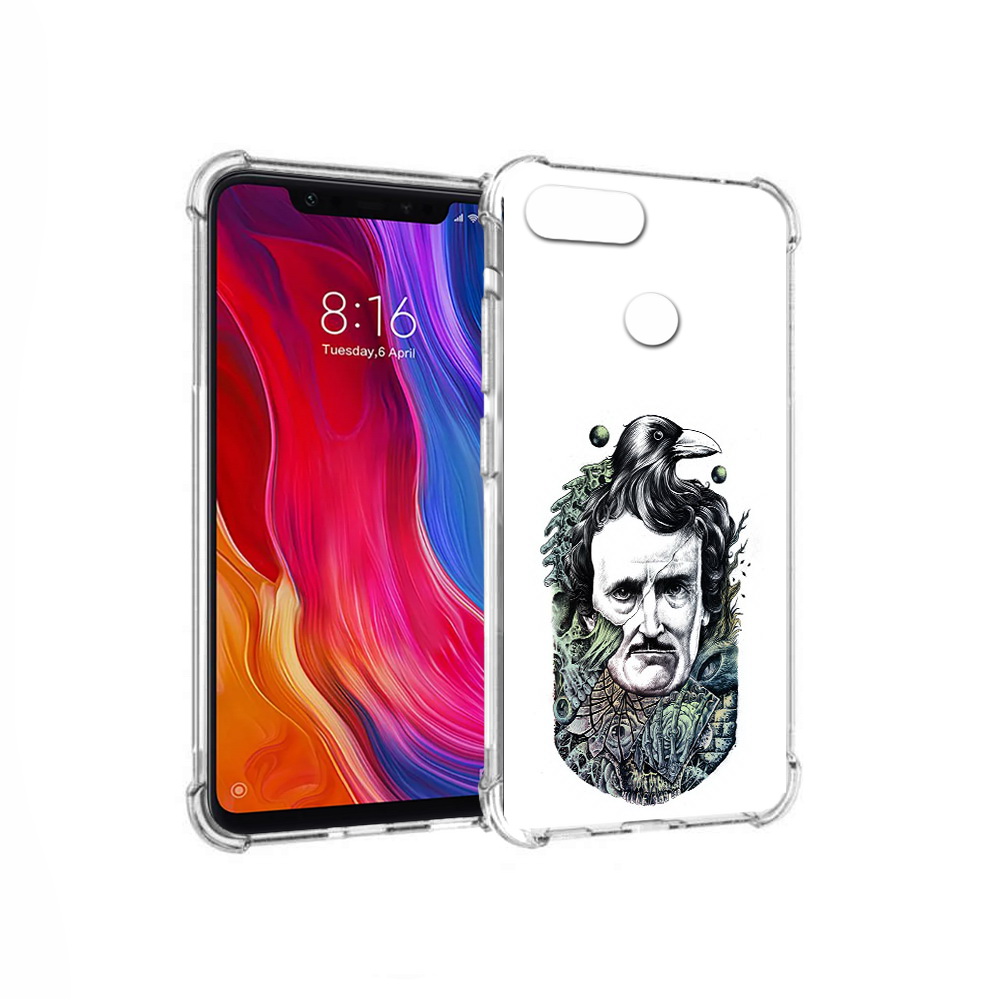 

Чехол MyPads Tocco для Xiaomi Mi 8 Lite Эдгар Аллан с вороном (PT119514.309.203), Прозрачный, Tocco
