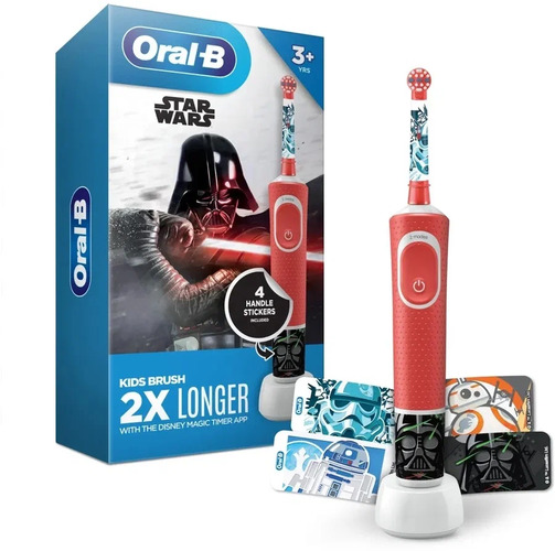 Детская зубная электрическая щетка Oral-B Vitality Kids Star Wars D100.413.2K, красный детская зубная электрическая щетка oral b vitality pro kids frozen