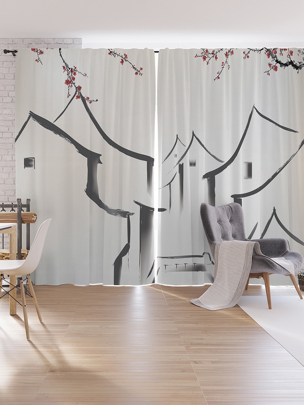 

Шторы под лён JoyArty "Теневые дома", серия Oxford DeLux, 340х265 см, Теневые дома