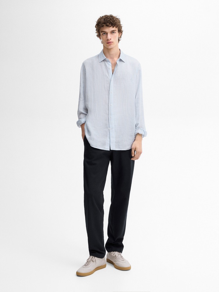 

рубашка мужская Massimo Dutti 0156/303-I2024 голубая S, Голубой, 0156/303-I2024