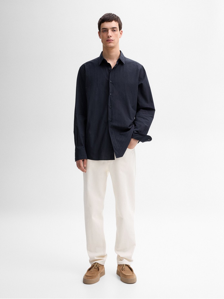 

рубашка мужская Massimo Dutti 0105/381-I2024 синяя XL, Синий, 0105/381-I2024