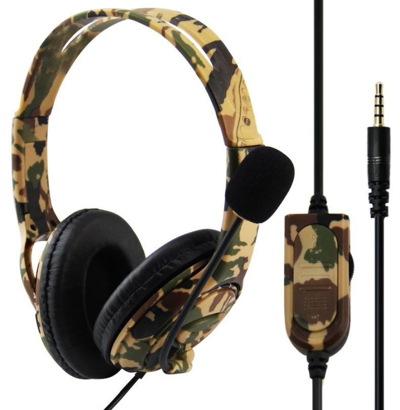 фото Гарнитура проводная gaming headset green camouflage (p4-890 pro) nobrand