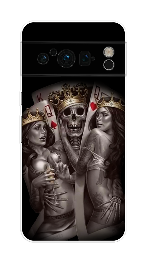 

Чехол на Google Pixel 8 Pro "Карты король и королевы", Серый;желтый, 271650-6