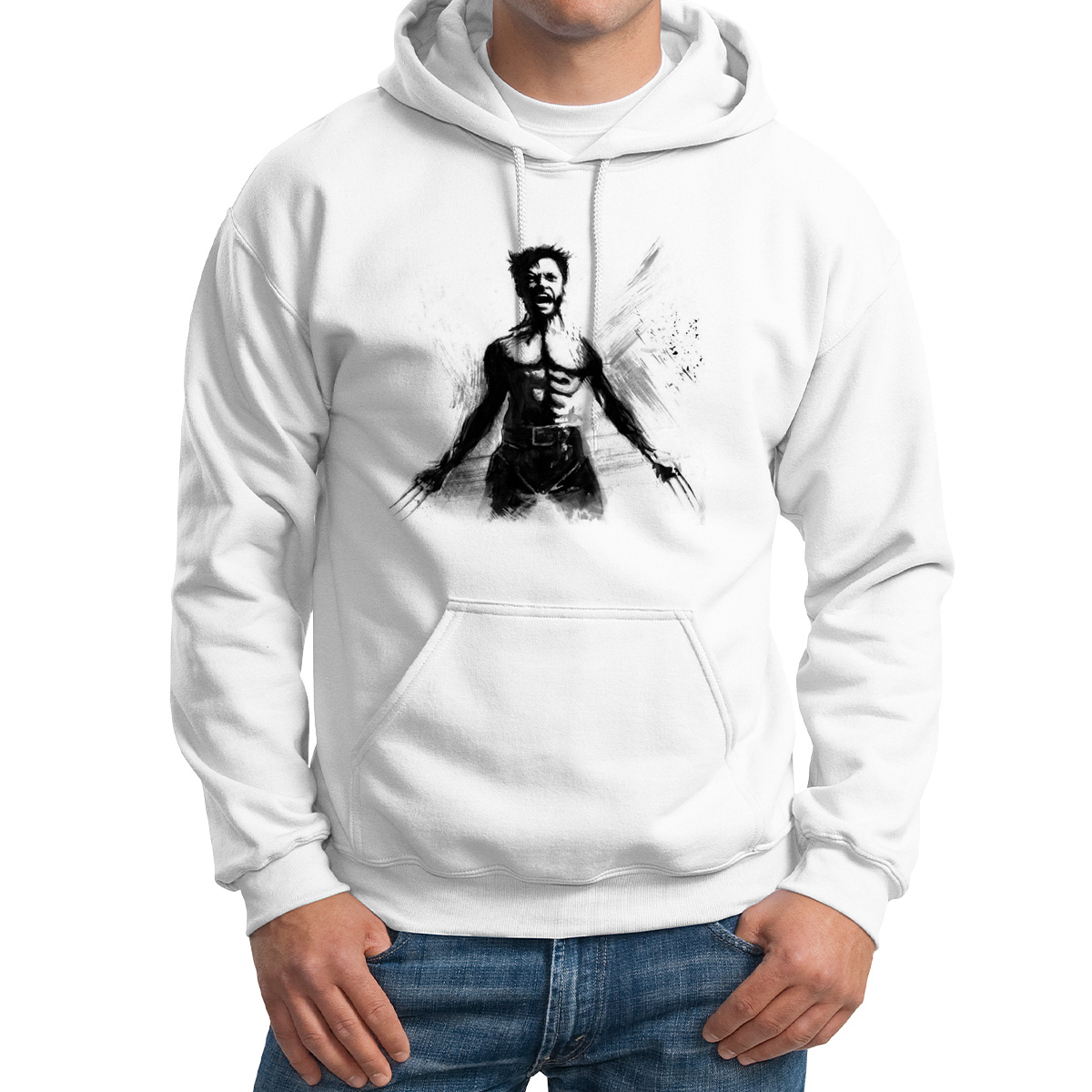 

Худи унисекс CoolPodarok ЧБ Рассомаха белое 42 RU, Белый, 2M015567