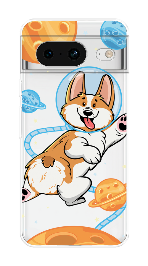 

Чехол на Google Pixel 8 "Корги-космонавт", Голубой;бежевый;белый, 271550-1