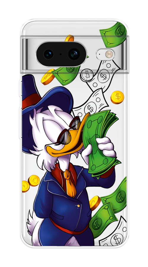 

Чехол на Google Pixel 8 "Scrooge McDuck with Money", Синий;зеленый;белый, 271550-6