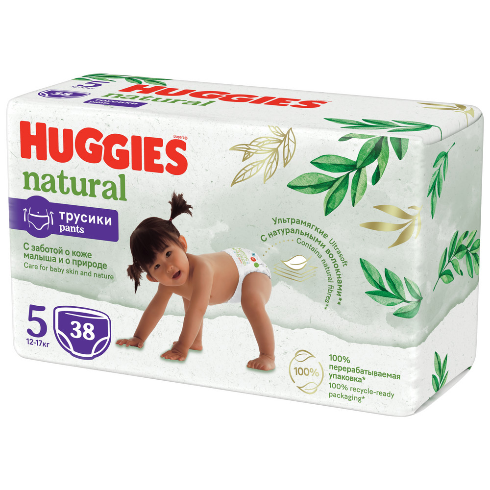 

Подгузники-трусики Huggies Natural 12-17 кг, 5 размер, 38 шт