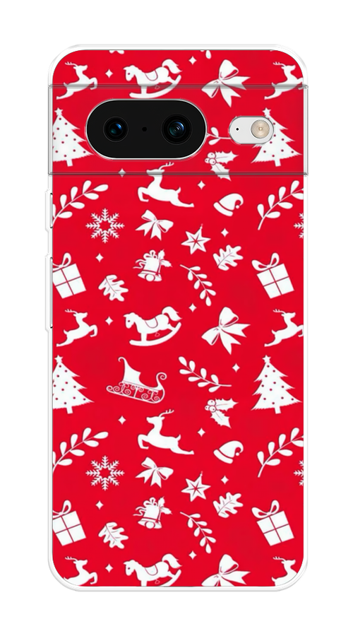 

Чехол на Google Pixel 8 "Красный новогодний фон", Красный;белый, 271550-5